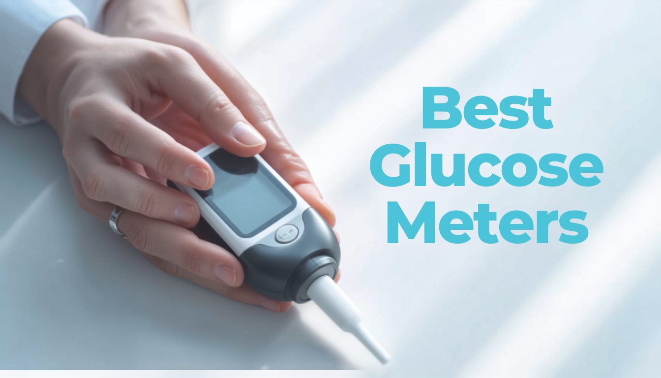 Hands testing blood sugar with a glucose meter