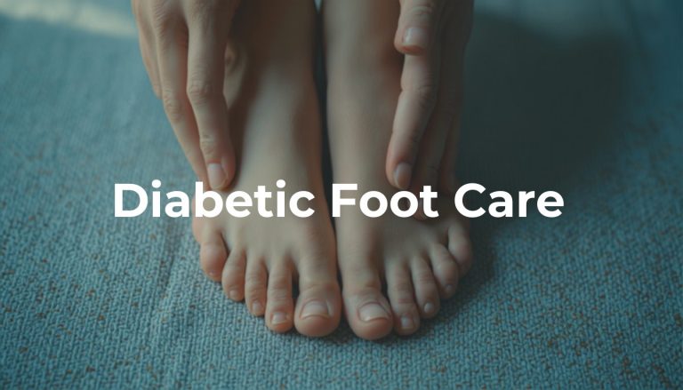 Diabetic foot care - checking healthy feet